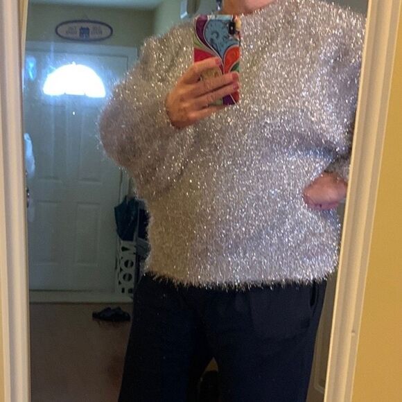 GLAMOROUS Size 4 SILVER TINSEL SWEATER - Picture 7 of 8